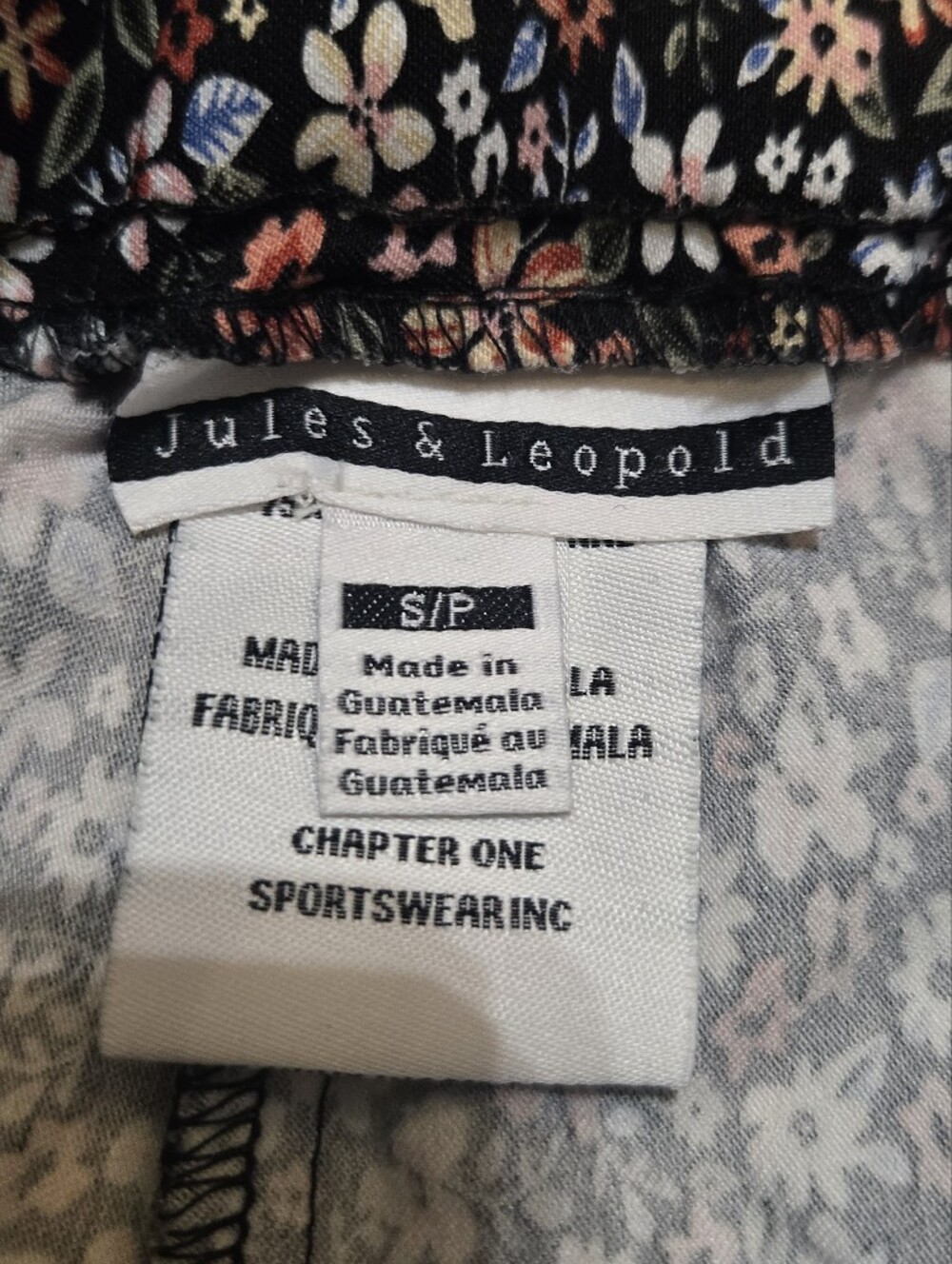 Jules & Leopold Black Ditsy Floral Belted Stretch Straight Leg Pants, Size Small - Picture 2 of 10